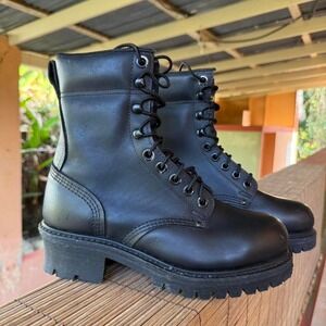 Carolina Work Boots Leather Lace Up Made in‎ USA Mens 7.5 EE Black ASTM F2413